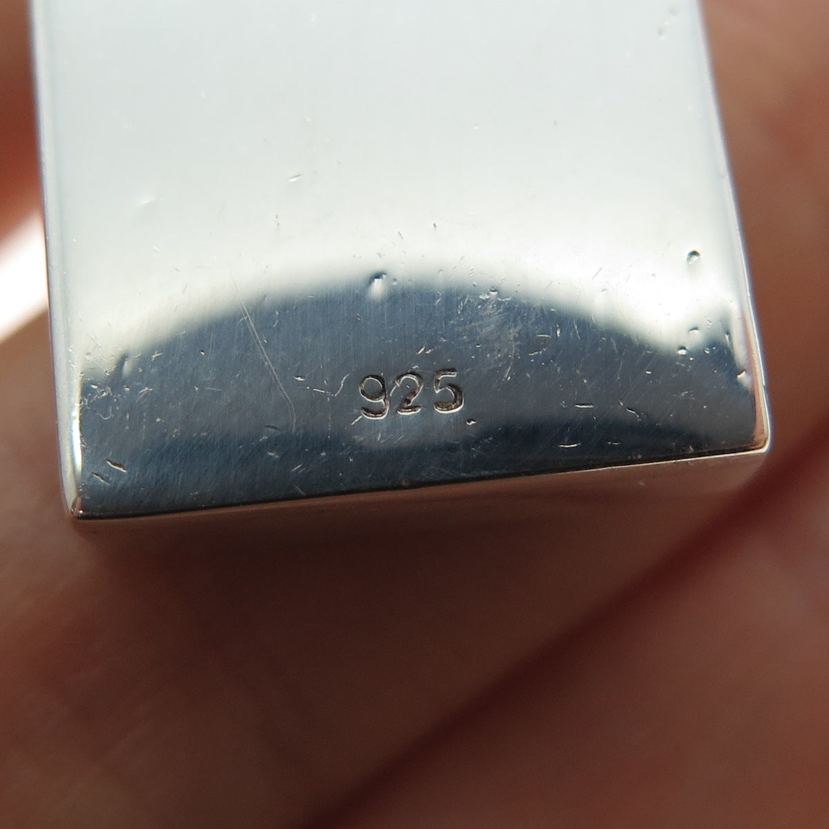 925 Sterling Silver Vintage Real MOP Square Slide Charm Pendant