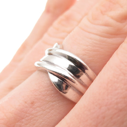 925 Sterling Silver Vintage Modernist Oxidized Ring Size 6
