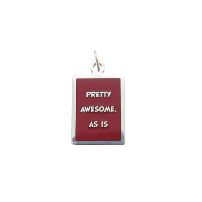 925 Sterling Silver Red Enamel Pretty Awesome, As Is Minimalist Charm Pendant