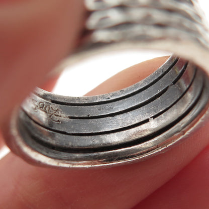 925 Sterling Silver Vintage 2005 Hammered 5-Row Oxidized Ring Size 7.5