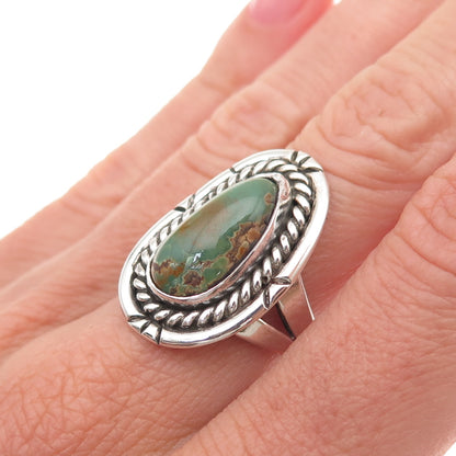 B.J. Guerro Navajo Old Pawn 925 Sterling Silver Vintage Turquoise Ring Size 6.75