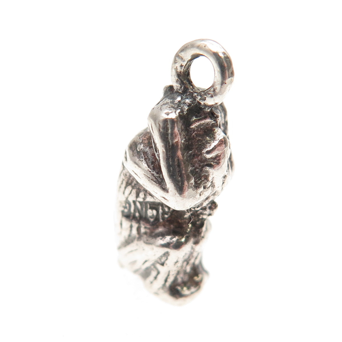 925 Sterling Silver Vintage Can't Hear Wise Monkey 3D Mini Charm Pendant