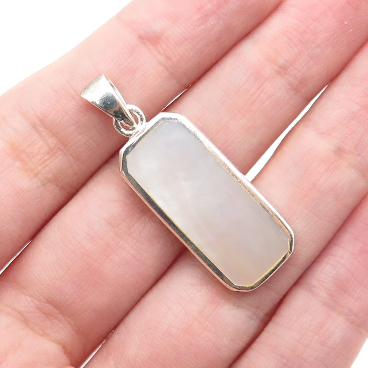 CHARLES WINSTON 925 Sterling Silver Vintage Real MOP Charm Pendant