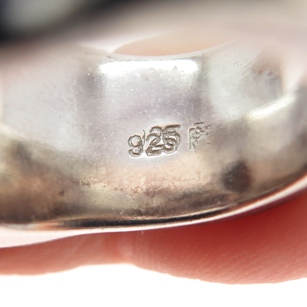 925 Sterling Silver Vintage Real MOP & Peridot Carved Rose Flower Ring Size 7.75