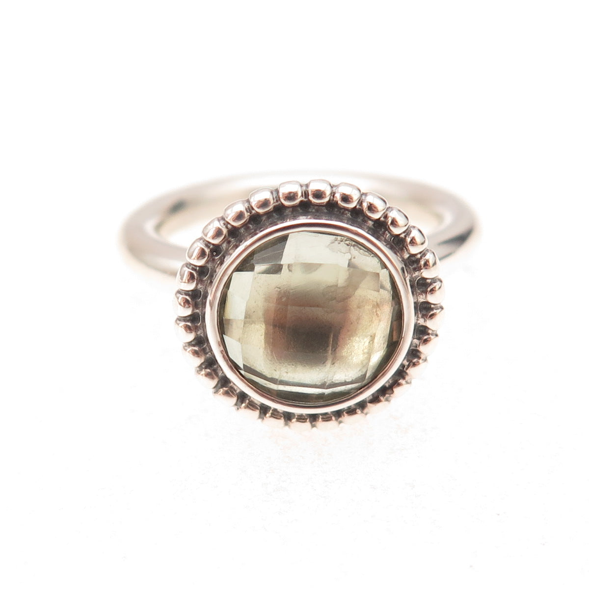 Pandora 925 Sterling Silver Real Green Amethyst Autumn Skies Ring Size 6.75