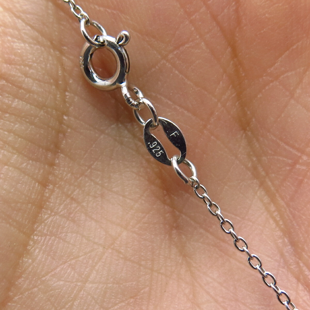 925 Sterling Silver Real White Diamond Circle of Life Rolo Chain Necklace 17"