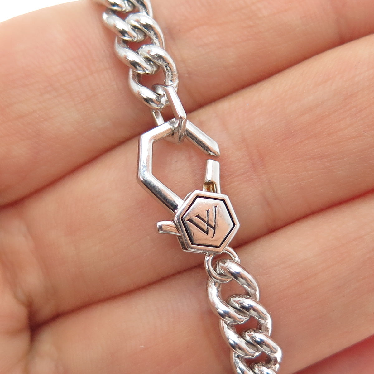 VY Jewelry 925 Sterling Silver Cuban Link Bracelet 7.75"
