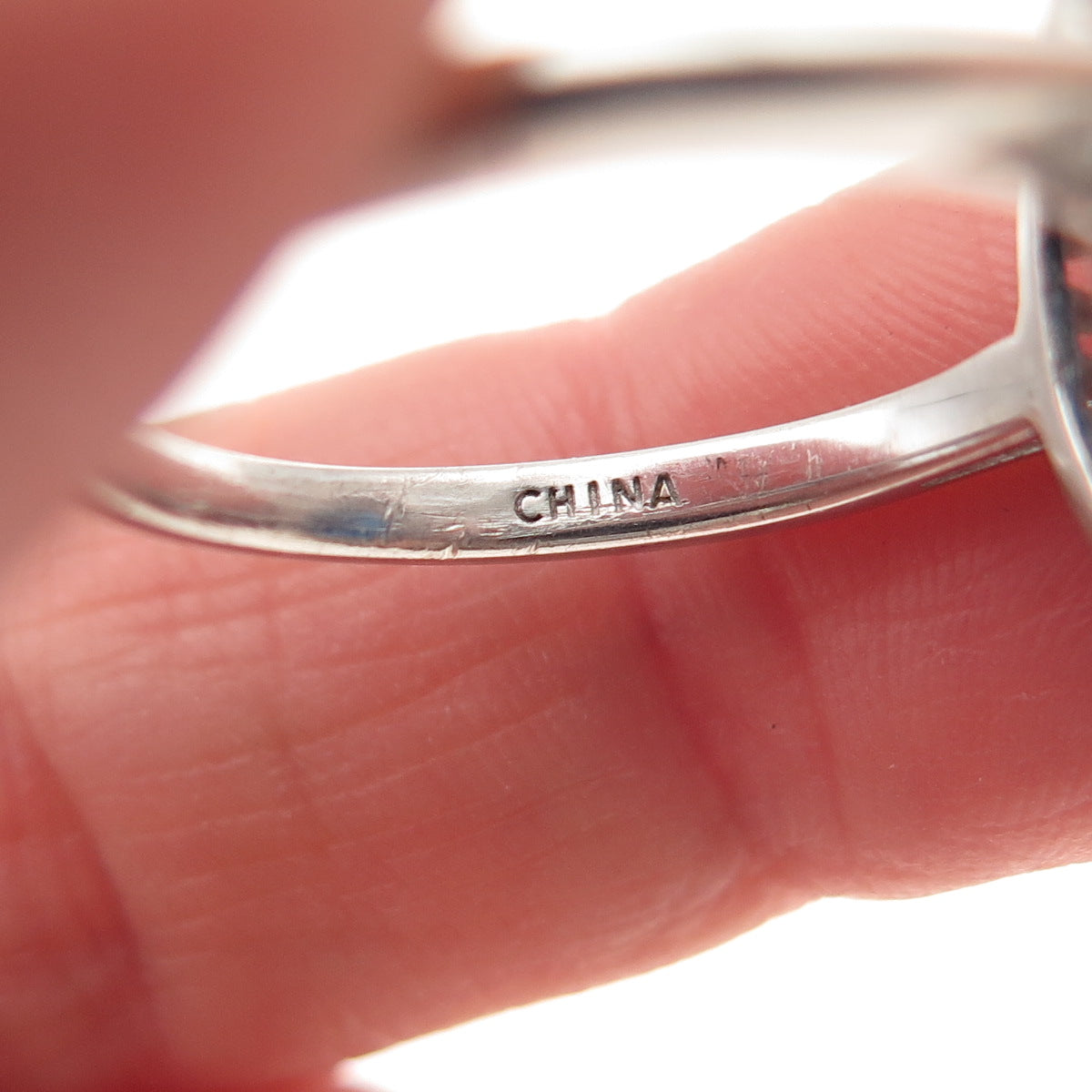 925 Sterling Silver Oval-Cut Blue & Round-Cut White C Z Ring Size 8.25