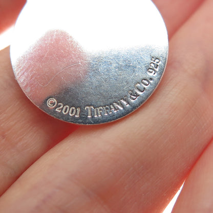TIFFANY & CO. 925 Sterling Silver Vintage 2001 Engraved Round Tag Charm Pendant
