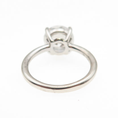 DSMK 925 Sterling Silver Round-Cut C Z Engagement Ring Size 7