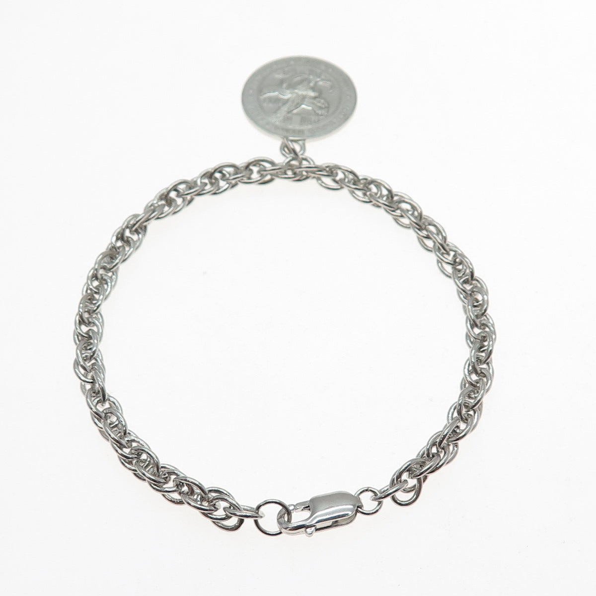 925 Sterling Vintage Hometown Heroes Salute 9/11 Prince-of-Wales Bracelet 6.75"