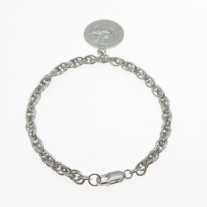 925 Sterling Vintage Hometown Heroes Salute 9/11 Prince-of-Wales Bracelet 6.75"