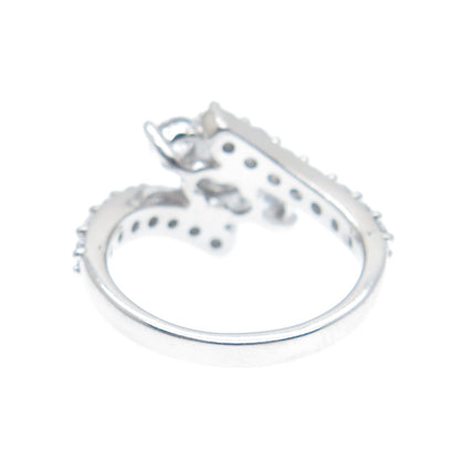 925 Sterling Silver Round-Cut C Z Bypass Ring Size 7