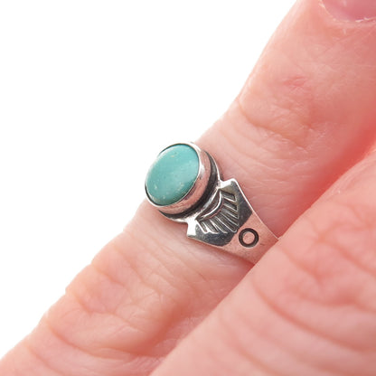 Old Pawn 925 Sterling Silver Vintage Southwestern Turquoise Baby Ring Size 0.5