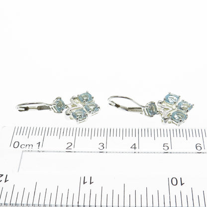 MICHELLE ALBALA 925 Sterling Silver Vintage Real Blue Topaz Dangle Earrings