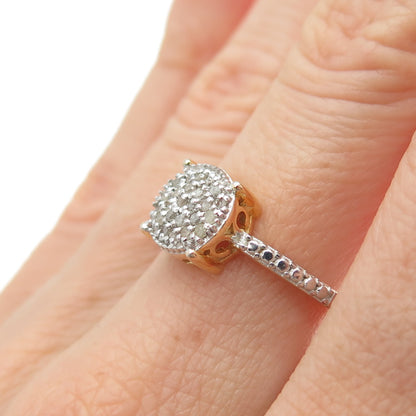 DBJ DEE BERKLE Sterling Silver Gold Plated Real Round-Cut Diamond Ring Size 6.25