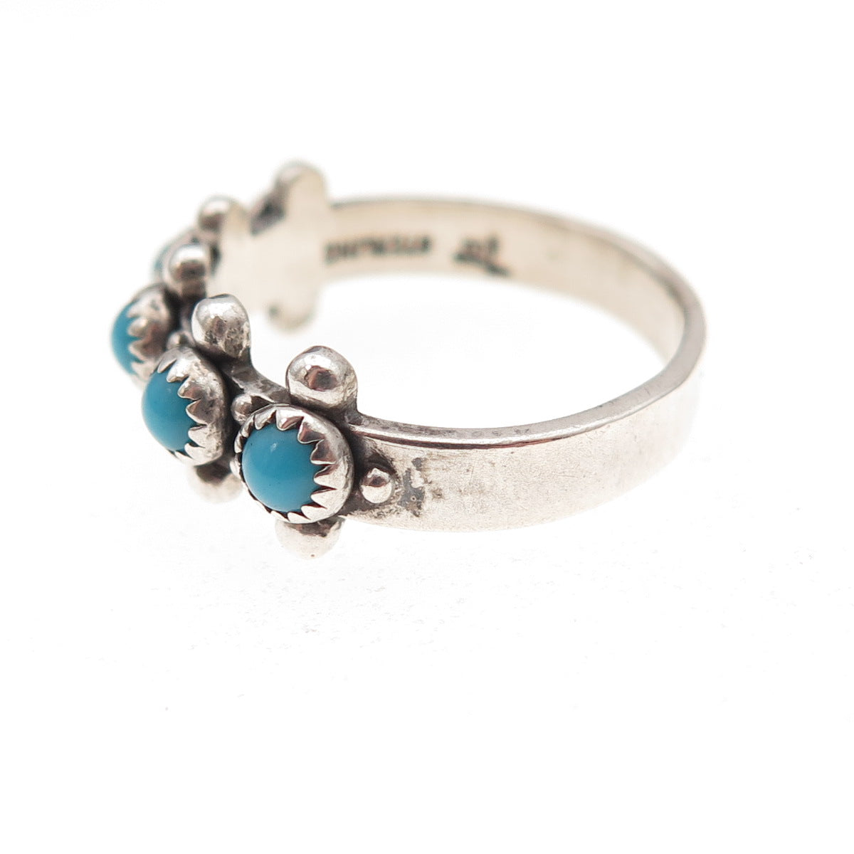 Bell Trading Post Old Pawn Sterling Vintage Turquoise Snake Eye Ring Size 5.5