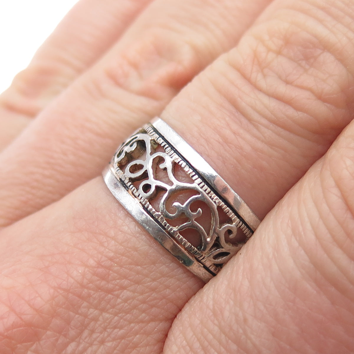 CHARLES WINSTON 925 Sterling Silver Vintage Swirl Ring Size 8.25
