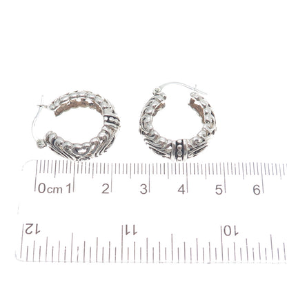 ESPO SIG Joseph Esposito 925 Sterling Vintage Ornate Oxidized Hoop Earrings