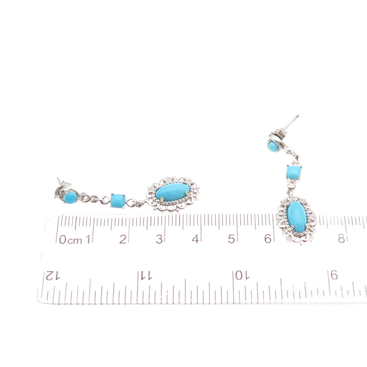Chuck Clemency Sterling Silver Real Sleeping Beauty Turquoise Floral Earrings