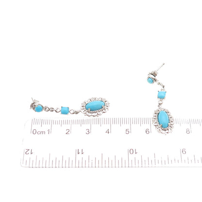 Chuck Clemency Sterling Silver Real Sleeping Beauty Turquoise Floral Earrings