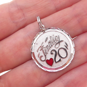 Griffith & Sons 925 Sterling Silver Vintage Enamel Finally 20 Charm Pendant