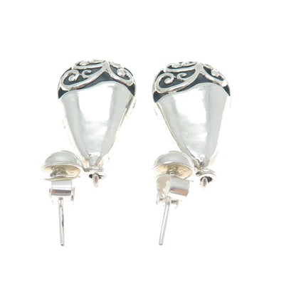 950 Silver Vintage Swirl Teardrop Dangle Earrings