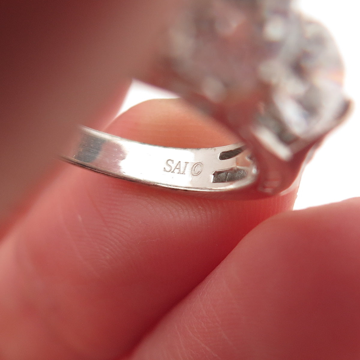 SAI 925 Sterling Silver Round-Cut C Z Engagement Ring Size 9.25