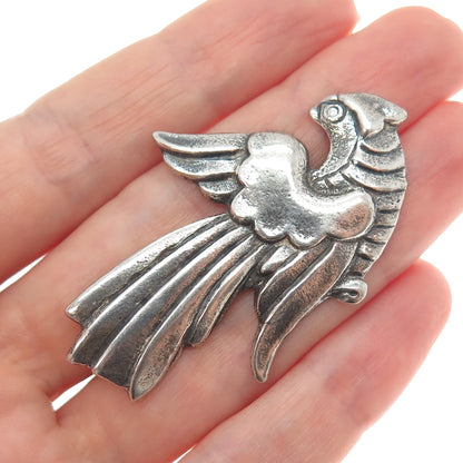 925 Sterling Silver Vintage Bird of Paradise Oxidized Pin Brooch