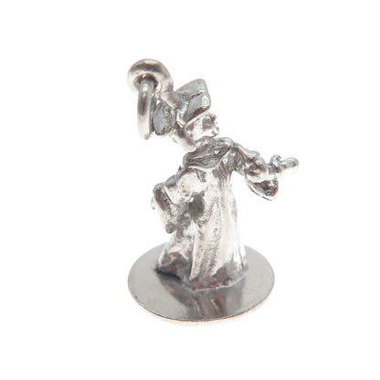 925 Sterling Silver Vintage Graduate Boy Minimalist 3D Charm Pendant
