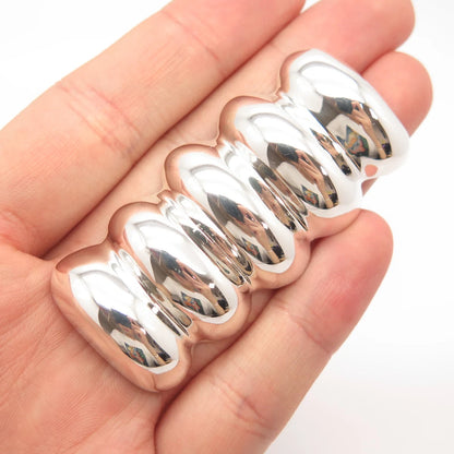925 Sterling Silver Vintage Mexico Ming's Modernist Ribbed Pin Brooch