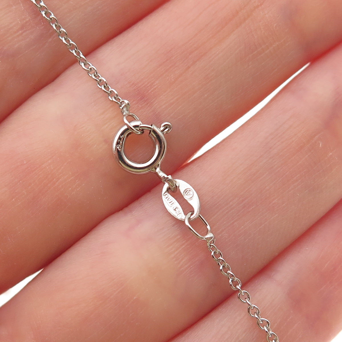 Sun 925 Sterling Silver Real Round-Cut Diamond Cable Chain Necklace 18"