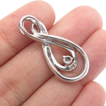 925 Sterling Silver Real Round-Cut Diamond Infinity Slide Pendant