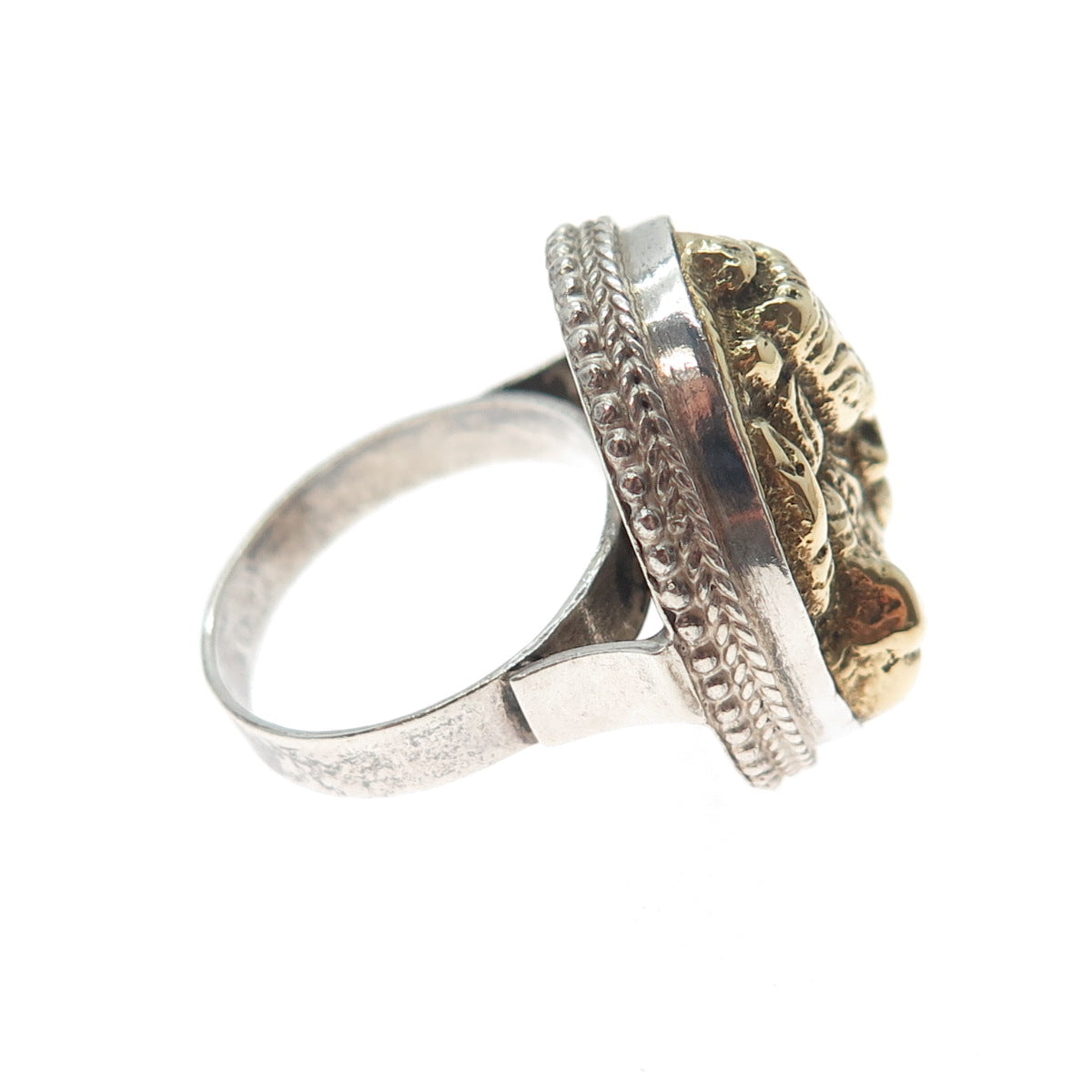925 Sterling Silver 2-Tone Vintage Jaya Ganesha Elephant Ring Size 7.25