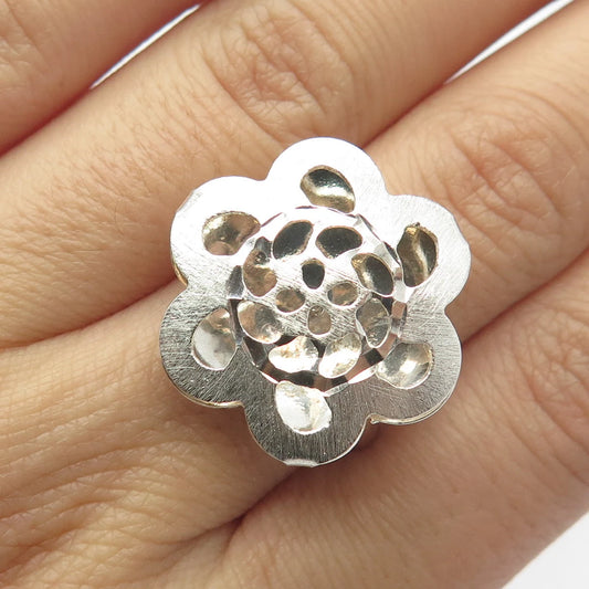 925 Sterling Silver Vintage Italy IBB Floral Ring Size 9