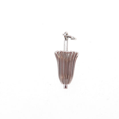 Art's Elegance 925 Sterling Silver Vintage Umbrella Oxidized 3D Charm Pendant
