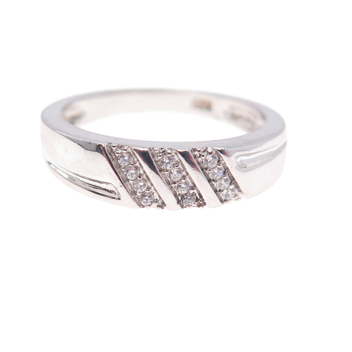 925 Sterling Silver Round-Cut C Z Ring Size 6.25