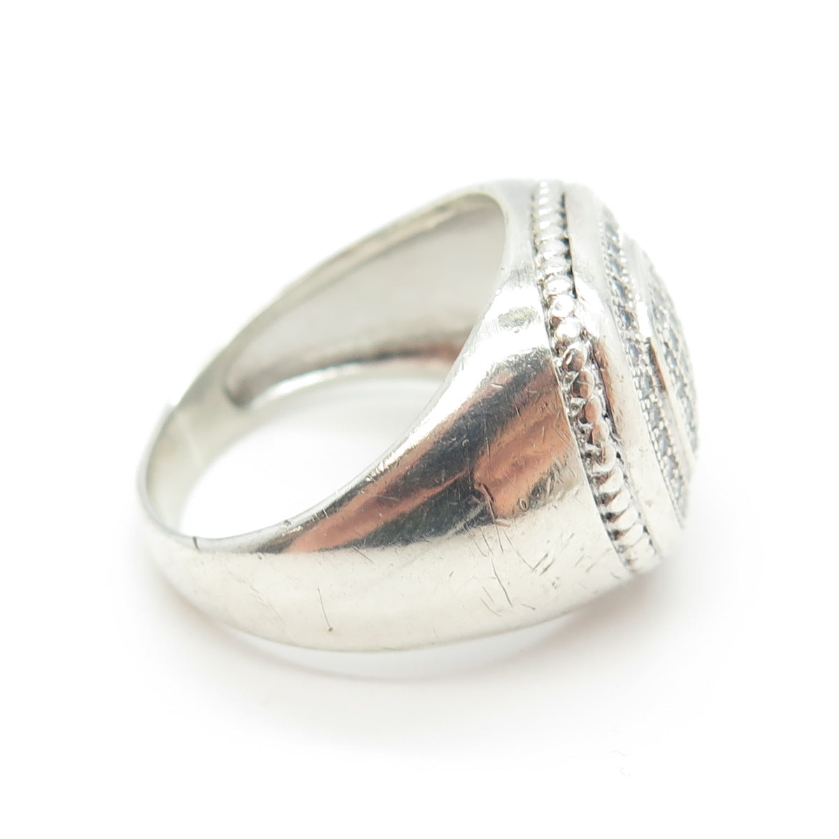 925 Sterling Silver Pave C Z Ring Size 10.25