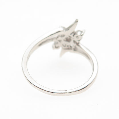 925 Sterling Silver Round-Cut C Z Bypass Ring Size 6