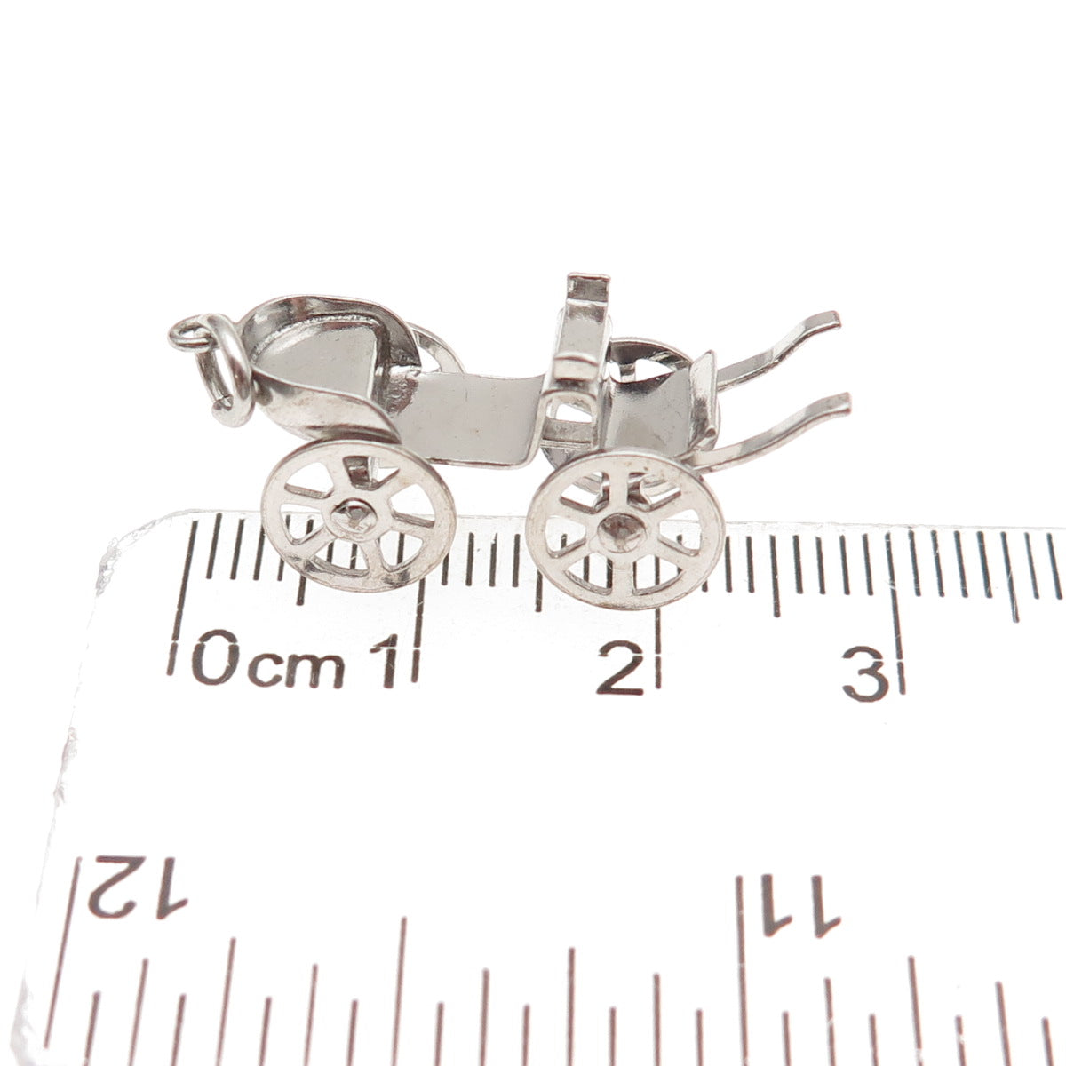 925 Sterling Silver Antique Art Deco Carriage Movable 3D Mini Charm Pendant