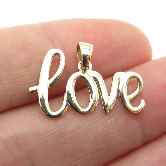 14K Yellow Gold "LOVE" Minimalist Charm Pendant