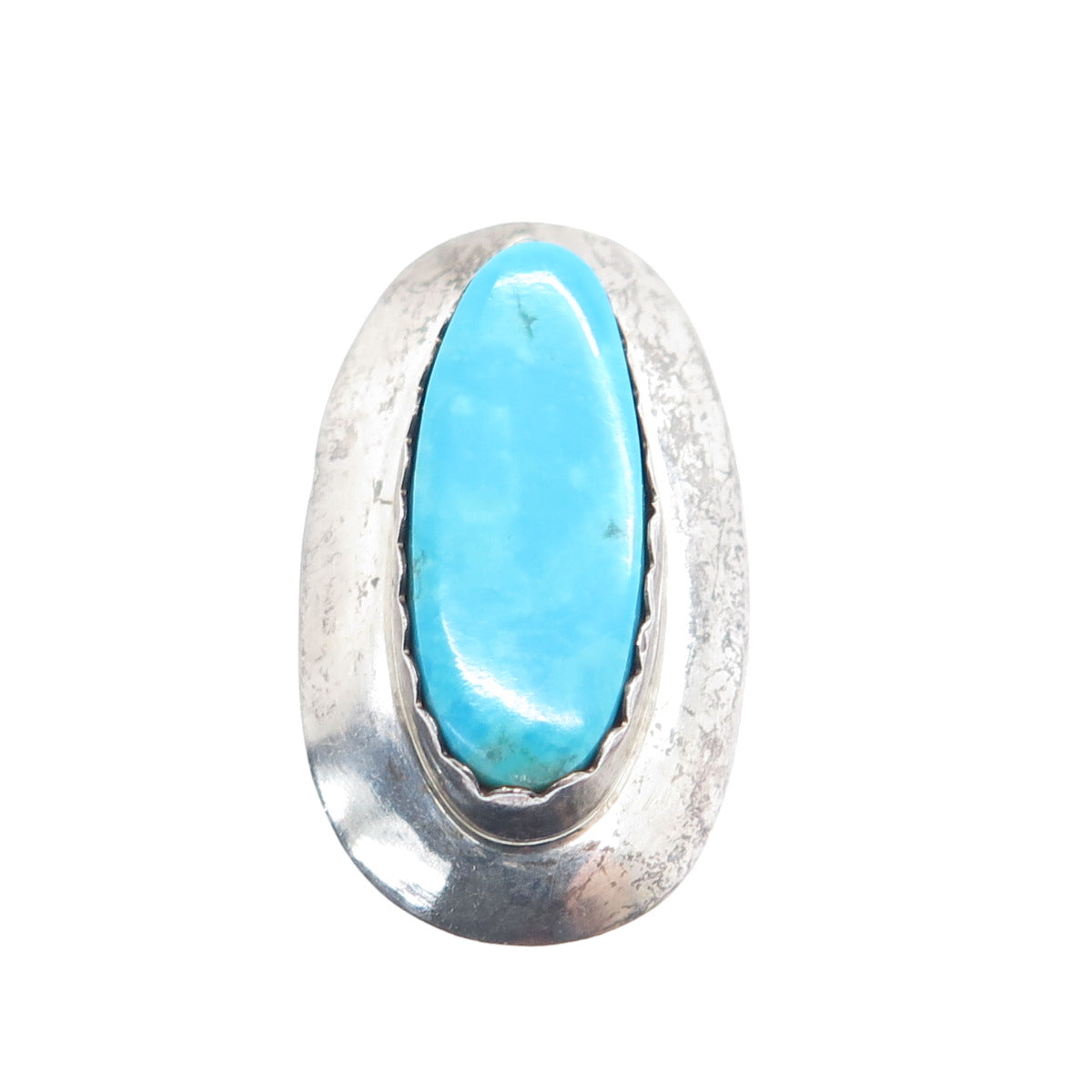 Old Pawn 925 Sterling Silver Vintage Lone Mountain Turquoise Tribal Pendant