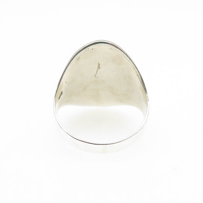 925 Sterling Silver Vintage Real Black Onyx Peace Symbol Ring Size 9.75