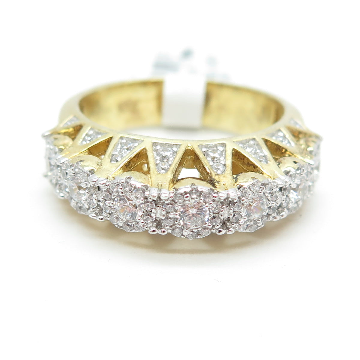 DADWANI 925 Sterling Silver Gold Plated Swarovski Crystal Ring Size 9.25