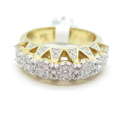 DADWANI 925 Sterling Silver Gold Plated Swarovski Crystal Ring Size 9.25