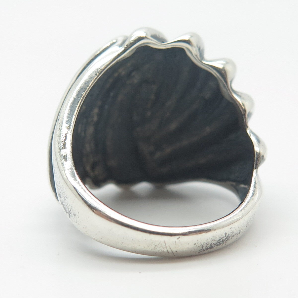 925 Sterling Silver Vintage Carved Wide Ring Size 7.75