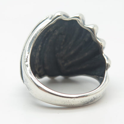 925 Sterling Silver Vintage Carved Wide Ring Size 7.75