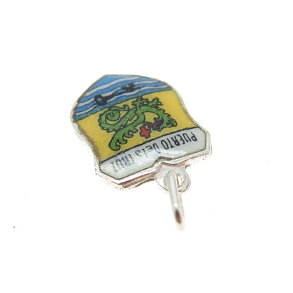 800 Silver Vintage Enamel Puerto de la Cruz Coat of Arms Minimalist Pendant