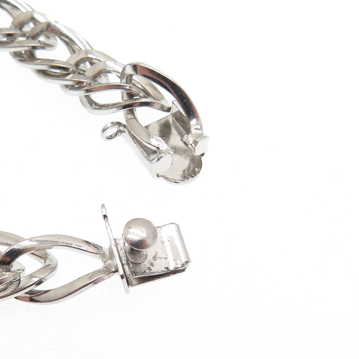 925 Sterling Silver Antique Art Deco Double Curb Link Bracelet 6.75"