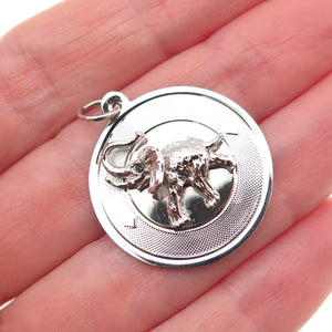 925 Sterling Silver Vintage Blue Rhinestone Elephant Charm Pendant